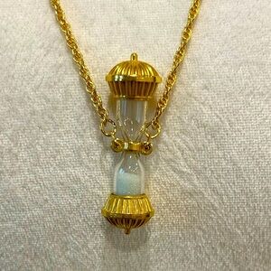 Gold Toned Hourglass Pendant Necklace Vintage Avon i believe Timeless Sands